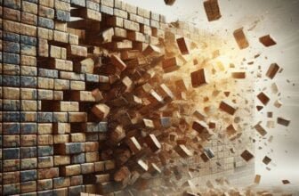 metaphor of money block, depicted as a detailed and organized wall of bricks