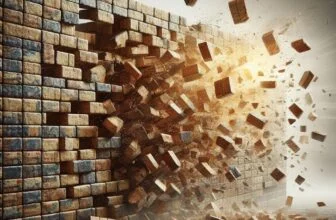 metaphor of money block, depicted as a detailed and organized wall of bricks