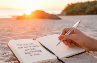 practicing the law of attraction journaling at the sunset